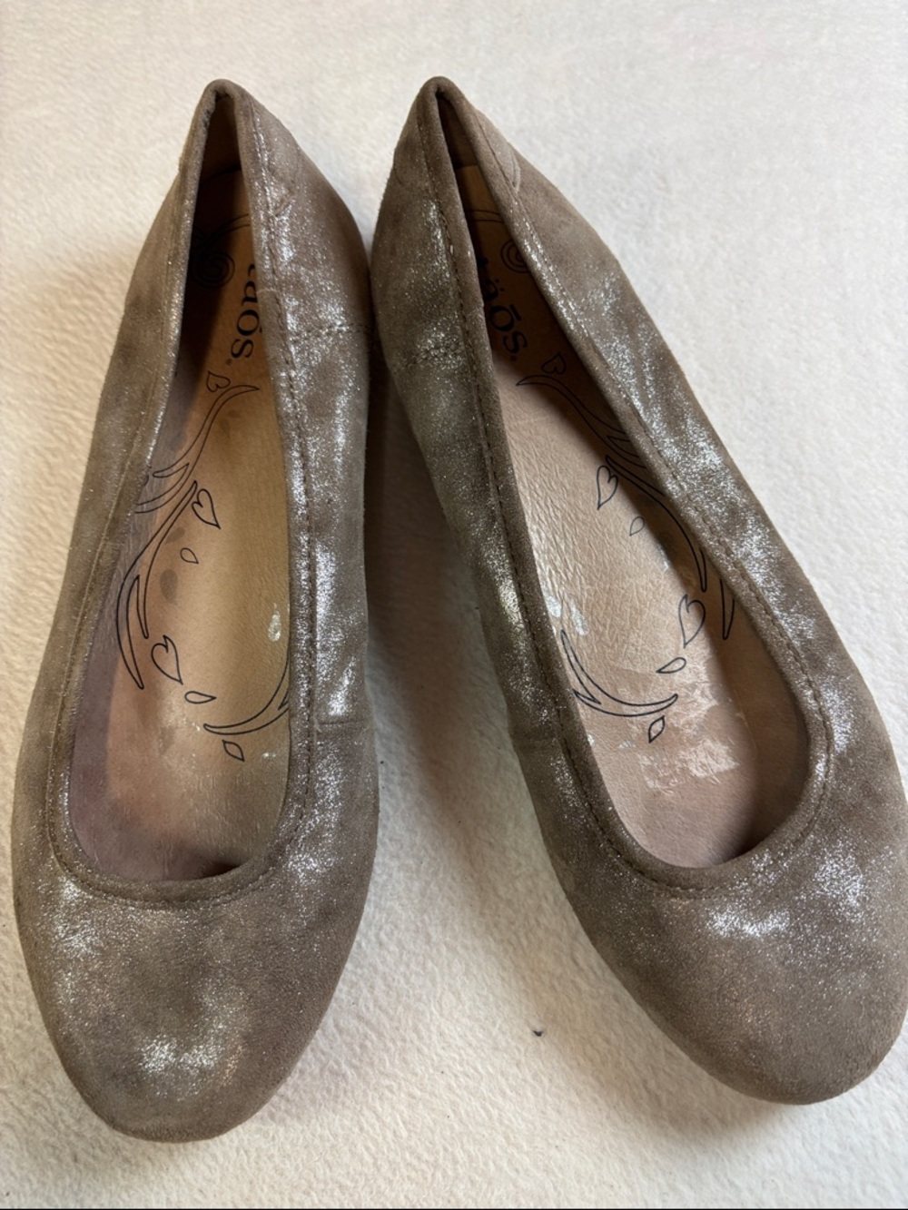 Taos Footwear Taupe Suede Ballet Flats